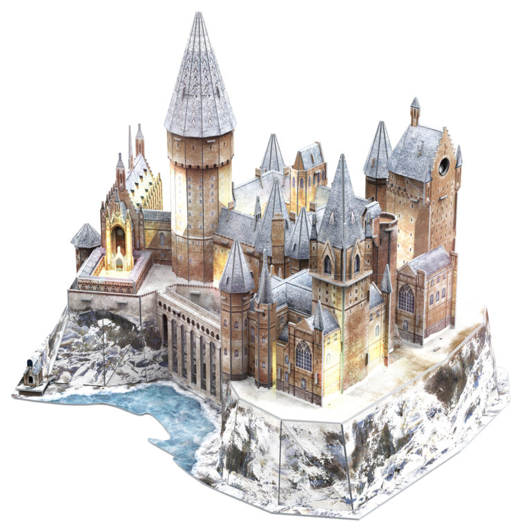 Maquette 3D lumineuse Château de Poudlard enneigé